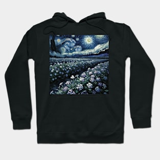 Enchanted Flower Garden Night: Periwinkle Starry Floral Hoodie